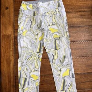 Girls' Marble Print Leggings - Yellow & Gray